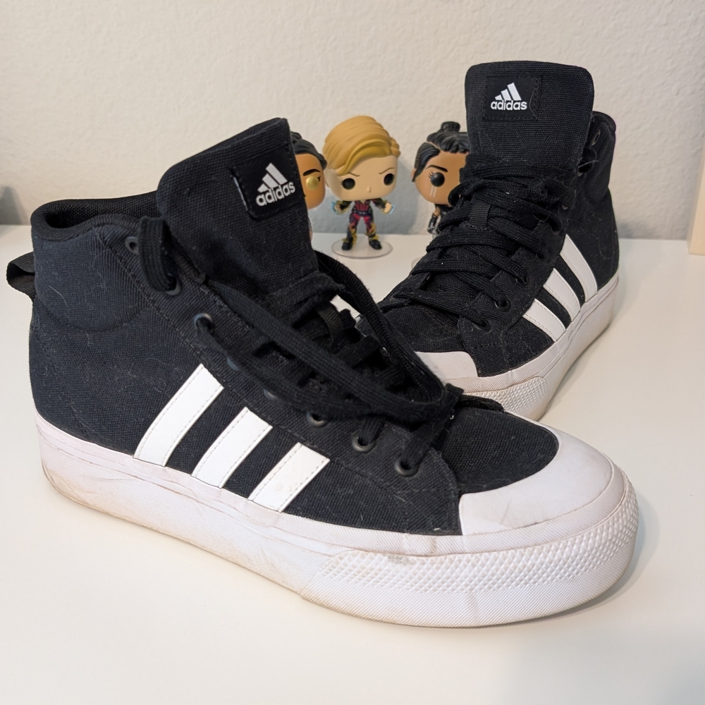 Adidas Black and White High-Top Sneakers